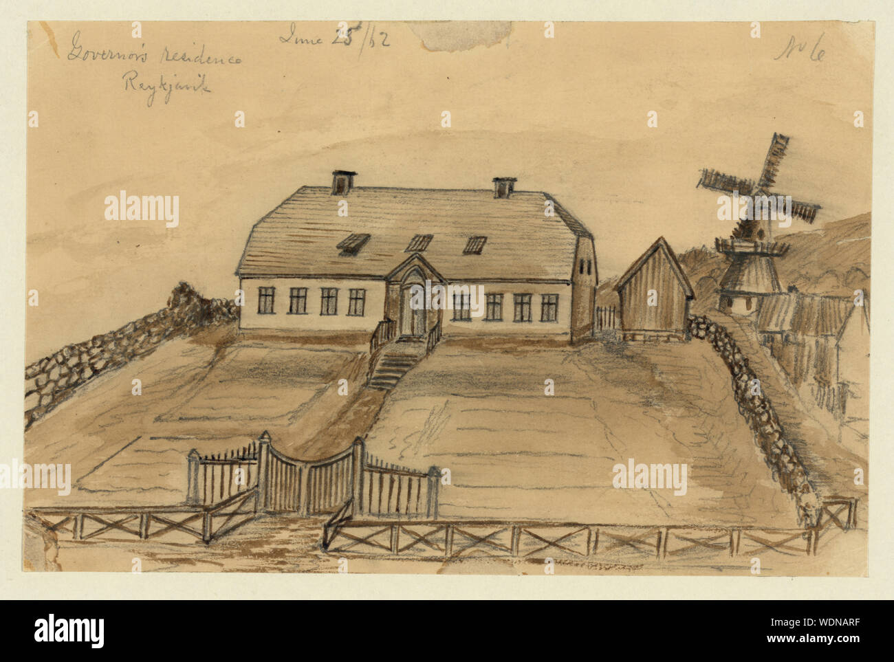 Governor's Residence Reykjavik Abstract / Medium: 1 Zeichnung: Tinte Bürste über Graphit underdrawing. Stockfoto