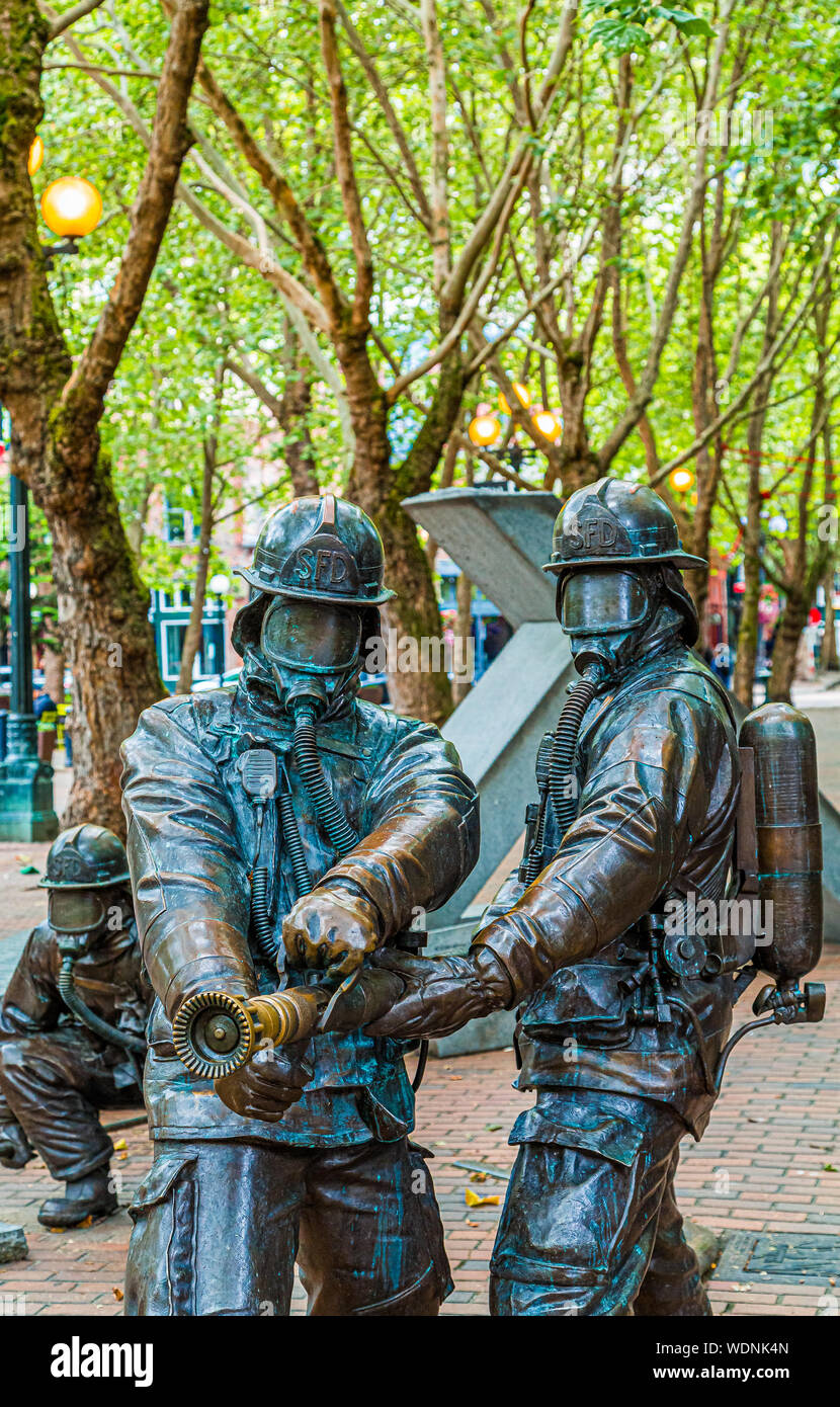 Feuerwehrmann Memorial in Seattle. Stockfoto