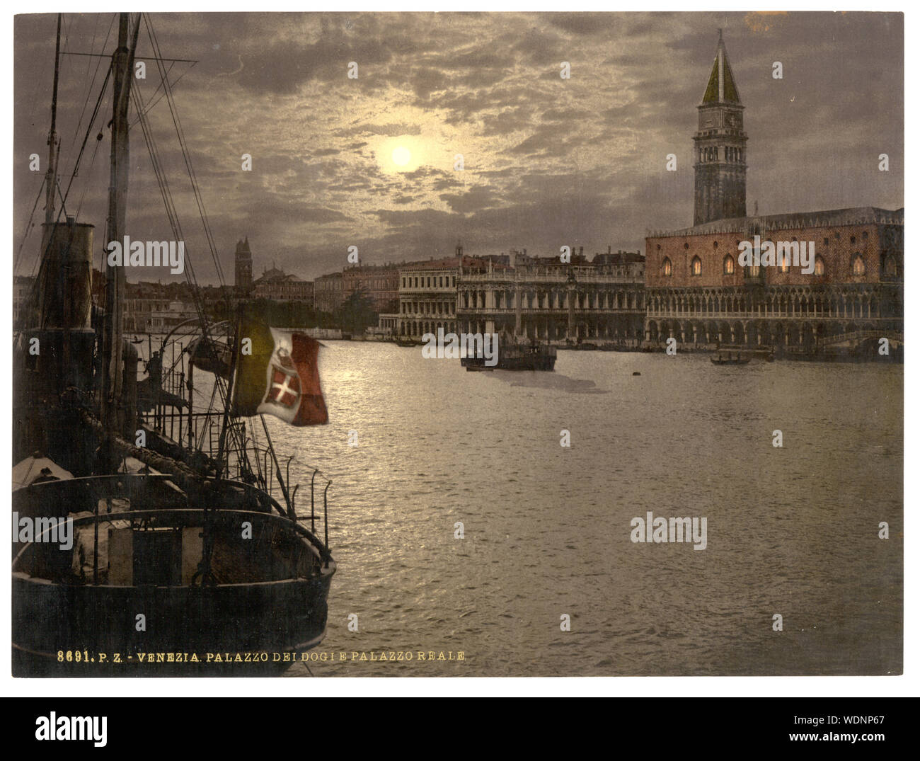 Canal Grande und Dogen Palast bei Mondschein, Venedig, Italien Stockfoto