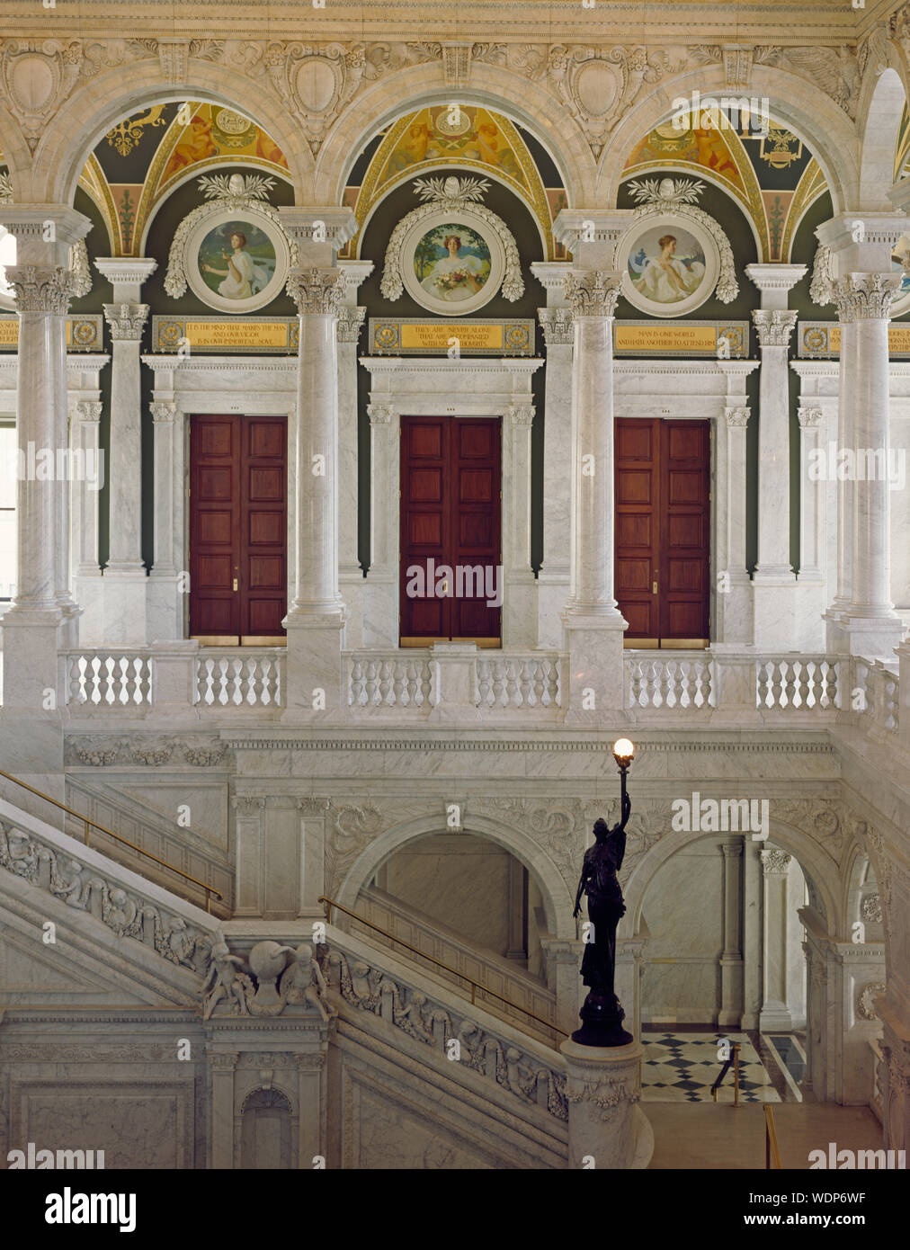 Grand Staircase Position, der von den Großen Saal der Bibliothek des Kongresses Thomas Jefferson, Washington, D.C Stockfoto