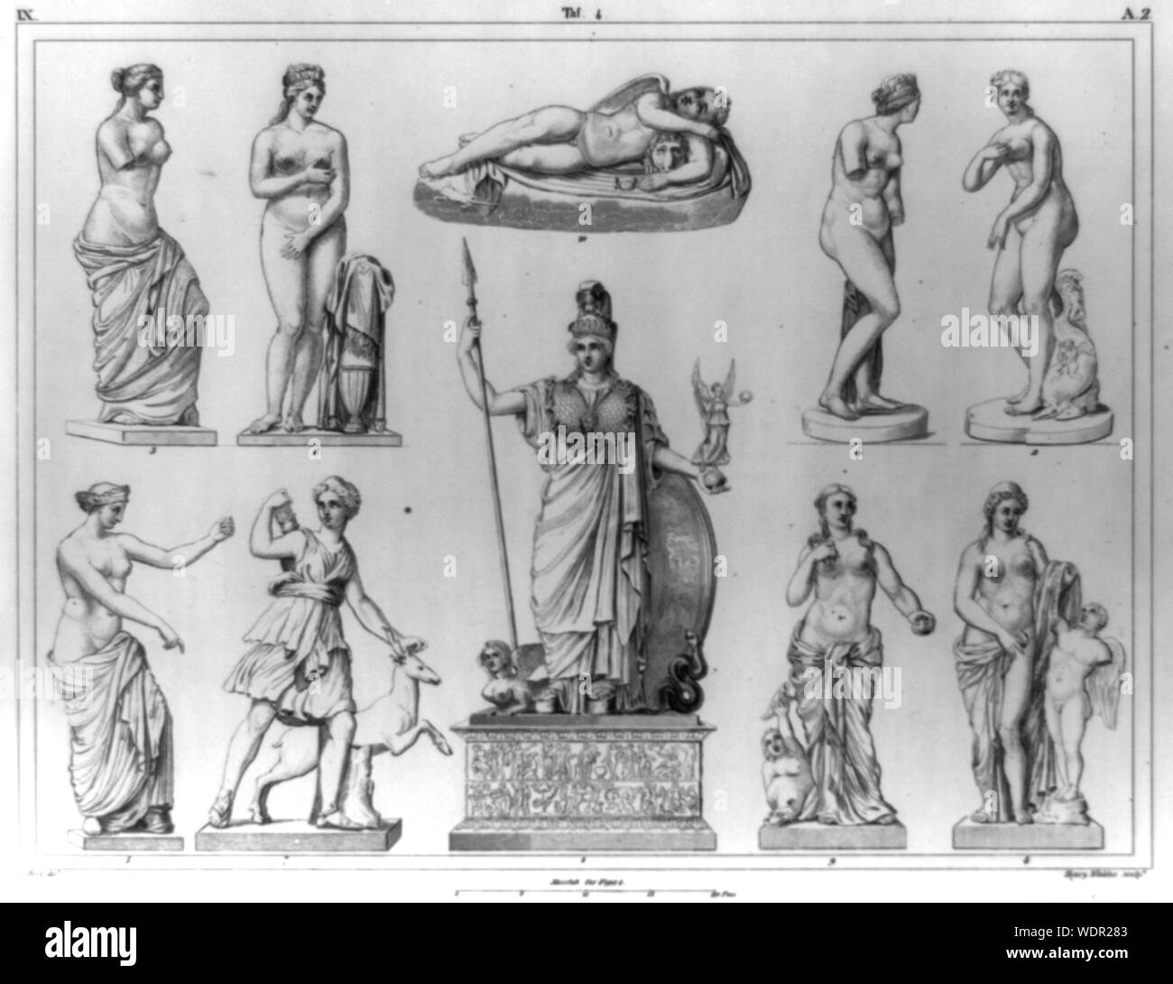 Griechische und römische Skulpturen, einschließlich Phidias' Statue der Pallas im Parthenon, mehrere der Venus, Diana die Jägerin, und andere]/G. Heck, Schmutz. Henry Winkles, Formen Abstrakt/Medium drucken: 1. Stockfoto
