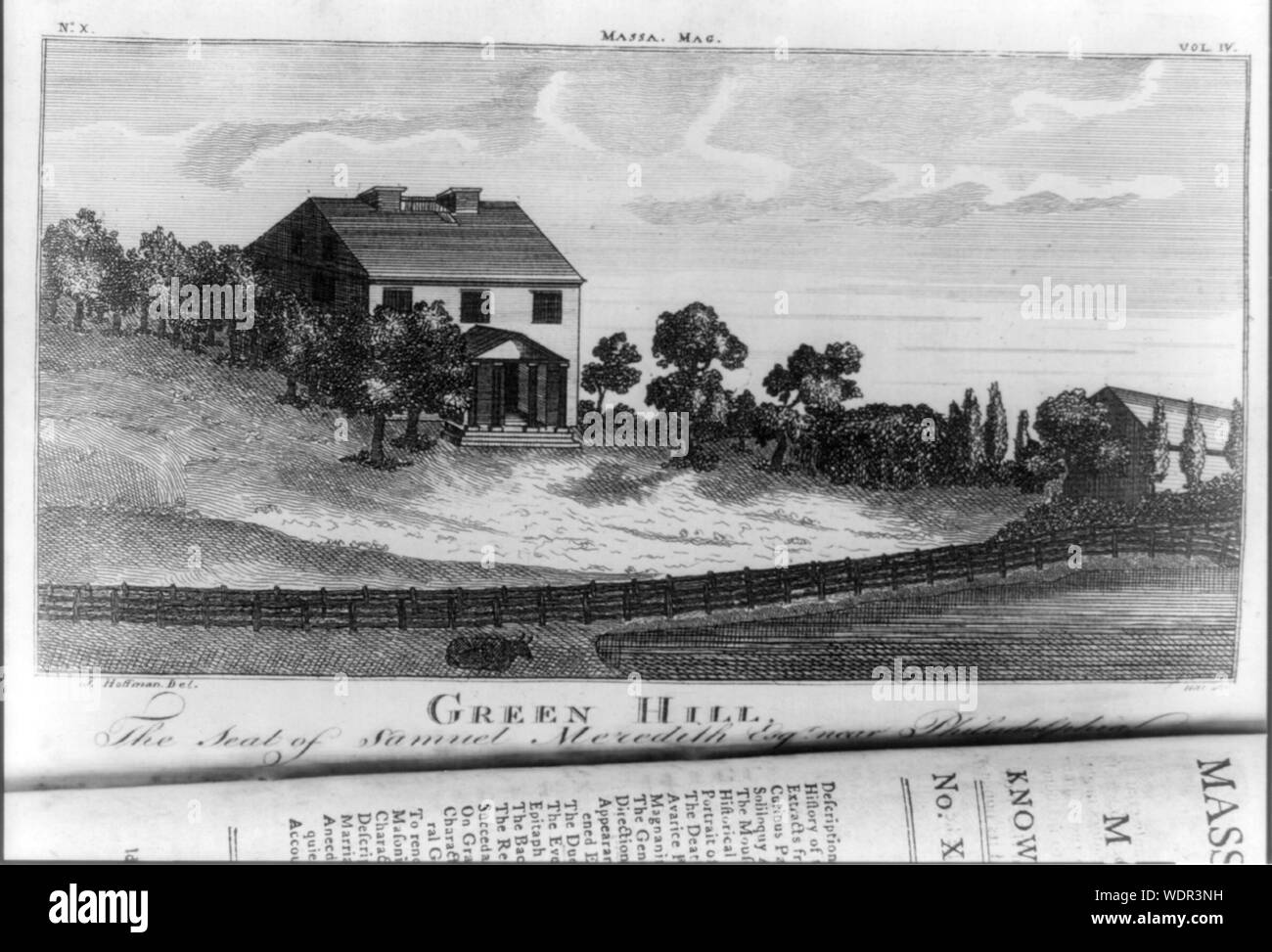 Grüne Hügel, dem Sitz von Samuel Meredith Esqr. in der Nähe von Philadelphia/J. Hoffman del. S. Hill sc. Abstract / Medium: 1 Print: Radierung. Stockfoto