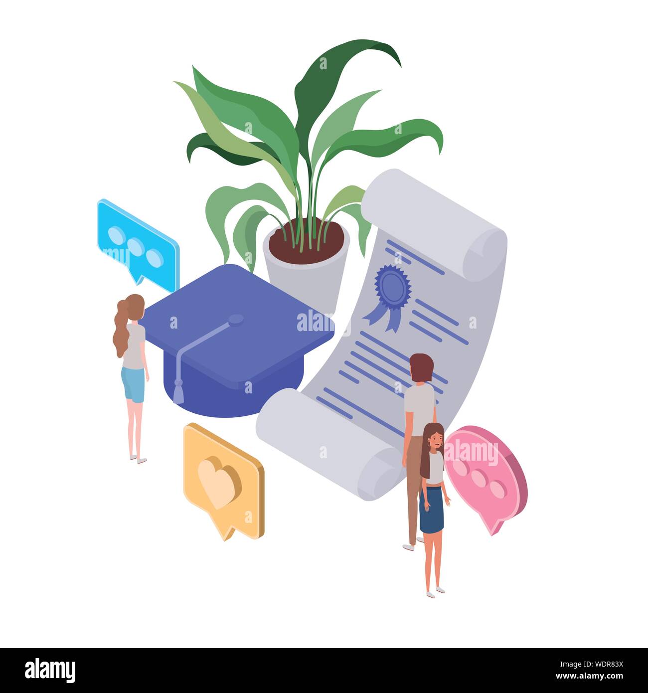 Gruppe von Menschen mit Abitur und Hut Stock Vektor