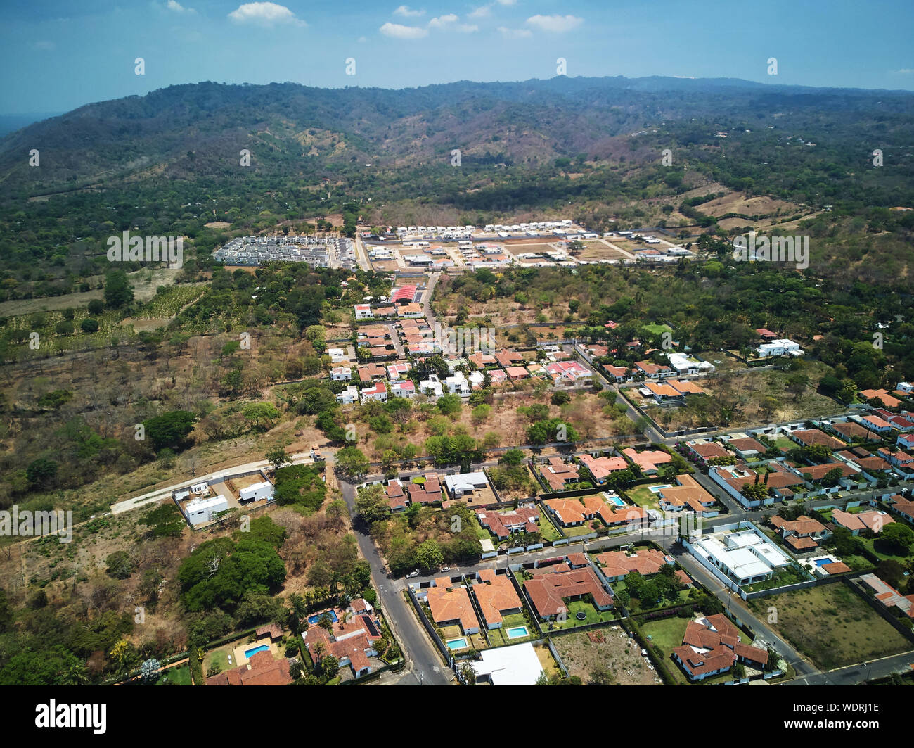 Wohngebiet in Nicaragua Managua oberhalb der oberen drone Ansicht Stockfoto