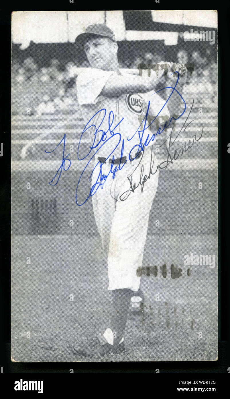 Autographiertes Foto der Hall of Fame Baseball spieler Ralph Kiner. Stockfoto