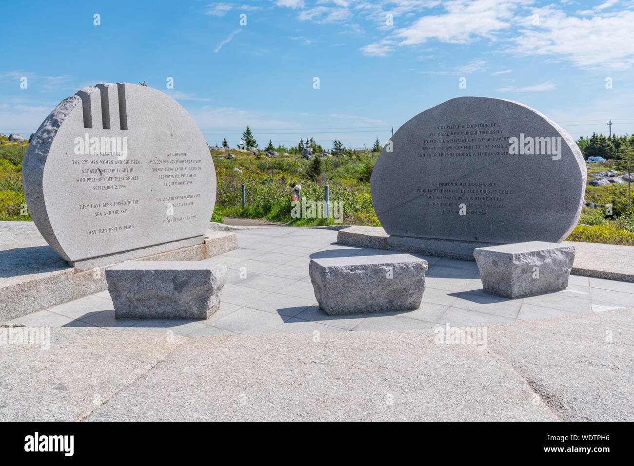 Peggy's Cove, Kanada - 19. Juni 2019: Denkmal für die Passagiere und die Besatzung der Swissair Flug 111, die an der Küste von Nova Scotia 1998 abgestürzt Stockfoto