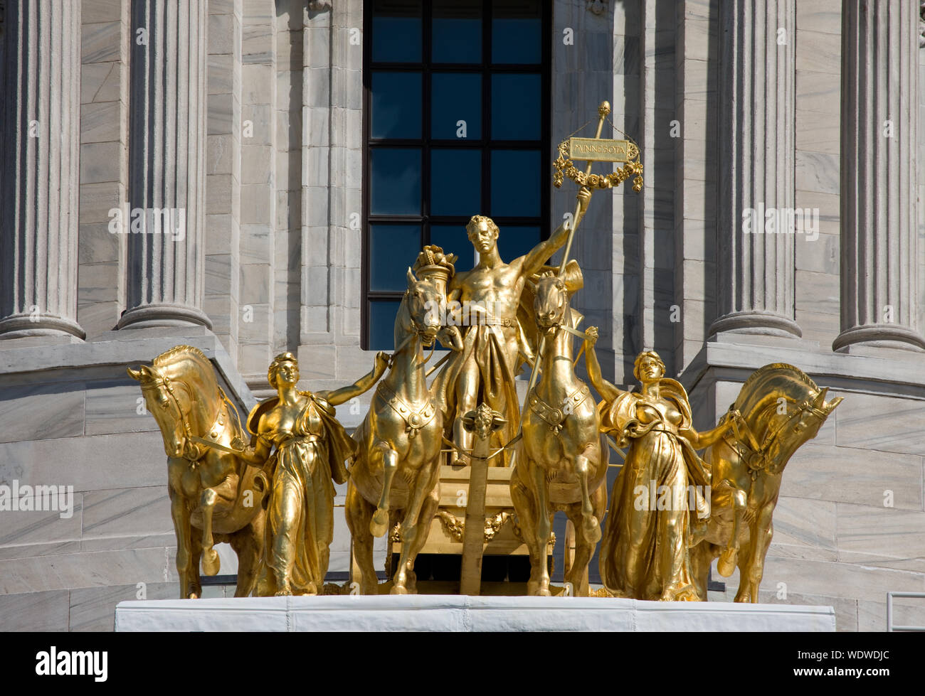Vergoldeten quadriga Die Fortschritte des Staates von Daniel Chester French, Minnesota Capitol Building, St. Paul, Minnesota, sculpted Stockfoto