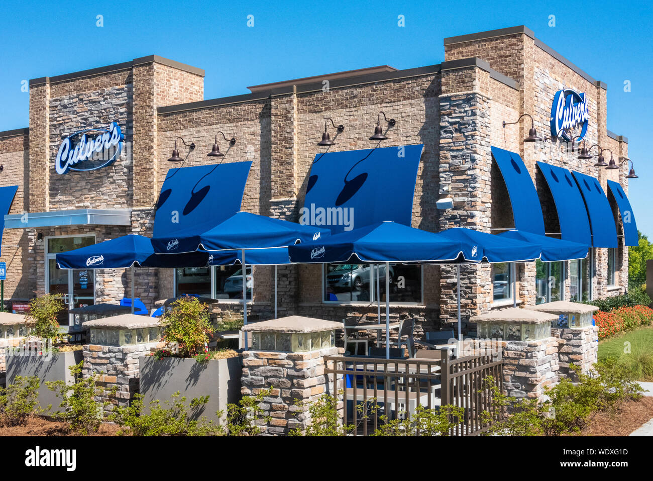 Culver's Fast-Food-Restaurant, bekannt für Frozen Custard und ButterBurgers, in Lawrenceville (Atlanta), Georgia. (USA) Stockfoto