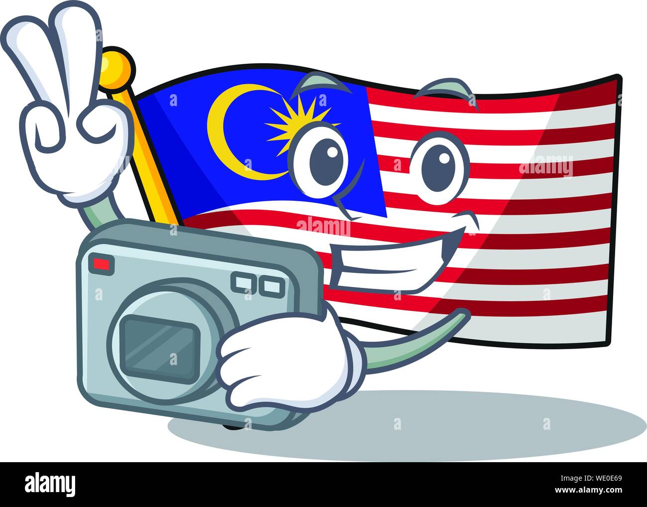 Fotograf Flagge Malaysia auf Cartoon pole gehoben Stock Vektor