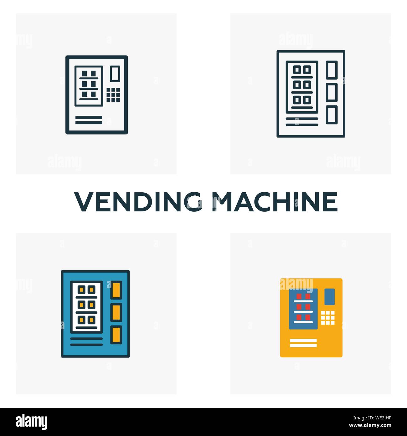 Automaten Überblick Symbol. Dünne Design von Stadt Elemente icons Collection. Pixel Perfect Symbol der Vending Machine Symbol. Web Design, Apps Stock Vektor