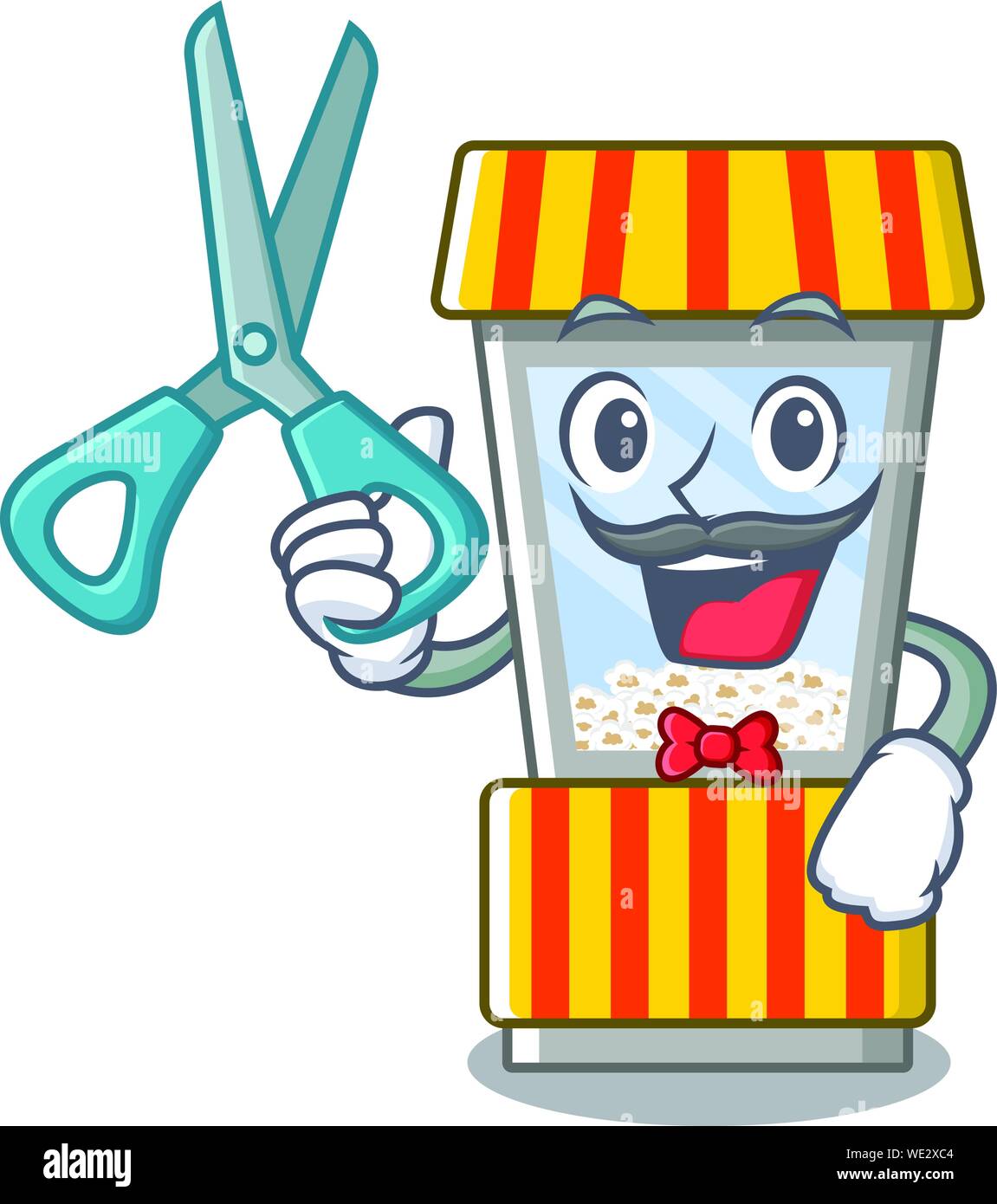 Friseur popcorn Automat cartoon isoliert Maskottchen Stock Vektor