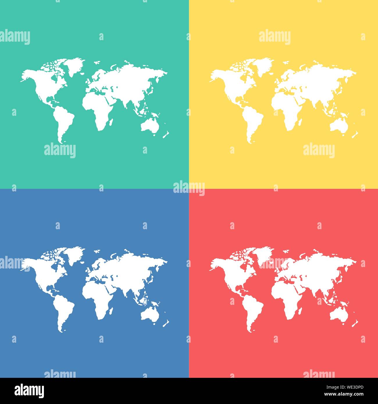 Satz von verschiedenen bunten Welt Karte illustration Vektor Stock Vektor