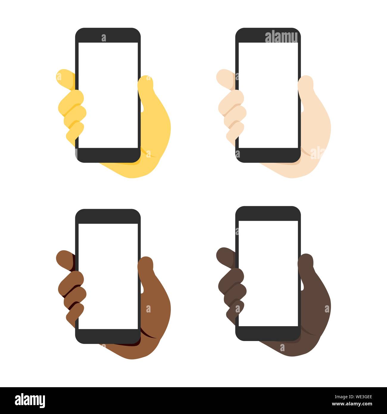Satz von anderen Farbe hand Smartphone illustration Vektor Stock Vektor