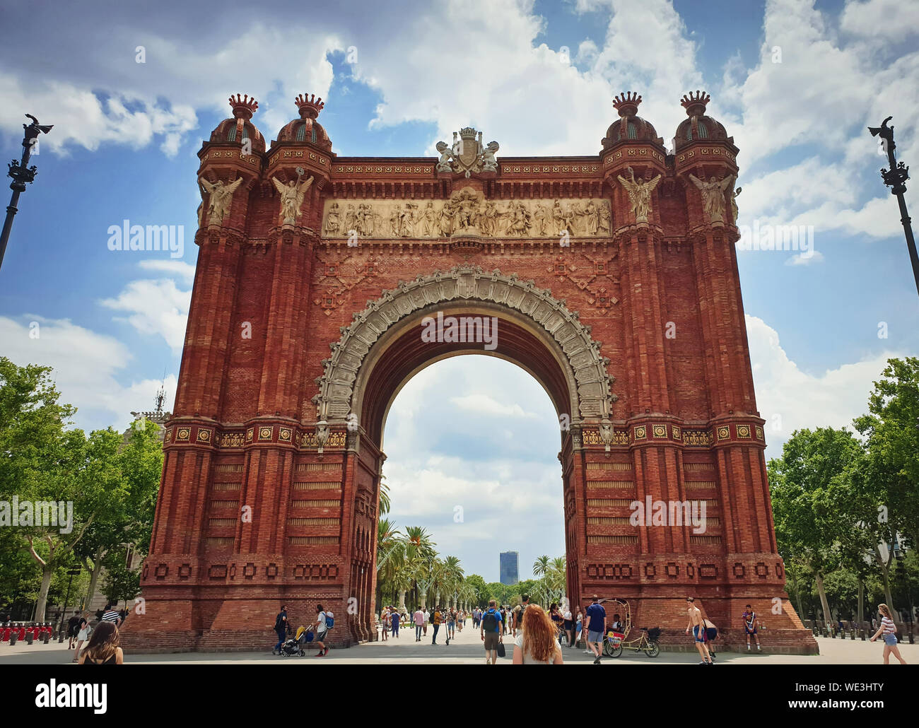 Arco del Triunfo, Triumphbogen in der Stadt Barcelona, Katalonien, Spanien. "Arc de Triomf" wurde 1888 von dem Architekten Josep Vilaseca i Casanovasas gebaut, re Stockfoto