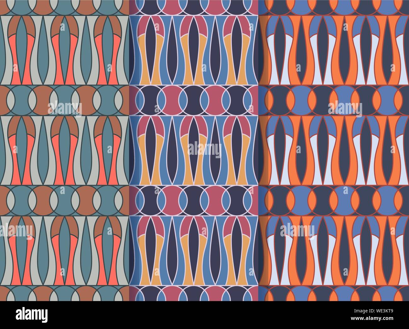 Satz von drei nahtlose Muster mit geometrischen Folklore Ornament. Ethnische vektor Textur im Vintage Style. Coloful Abbildung. EPS 10. Stock Vektor