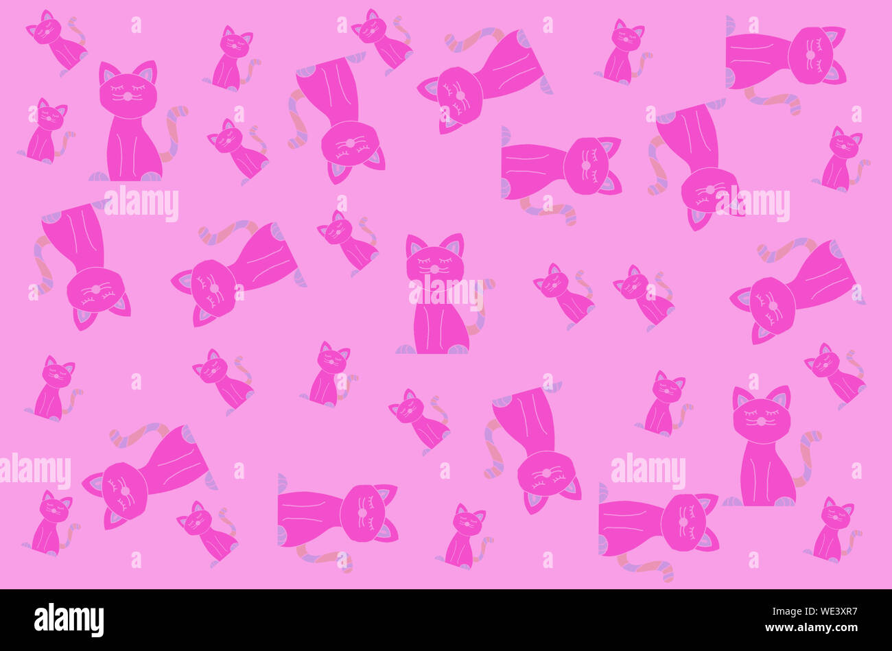 Pastell rosa Katze Muster für Geschenkpapier oder Kinder Tapeten. Pet-Muster so süß und glücklich. Abstrakte Darstellung. Stockfoto