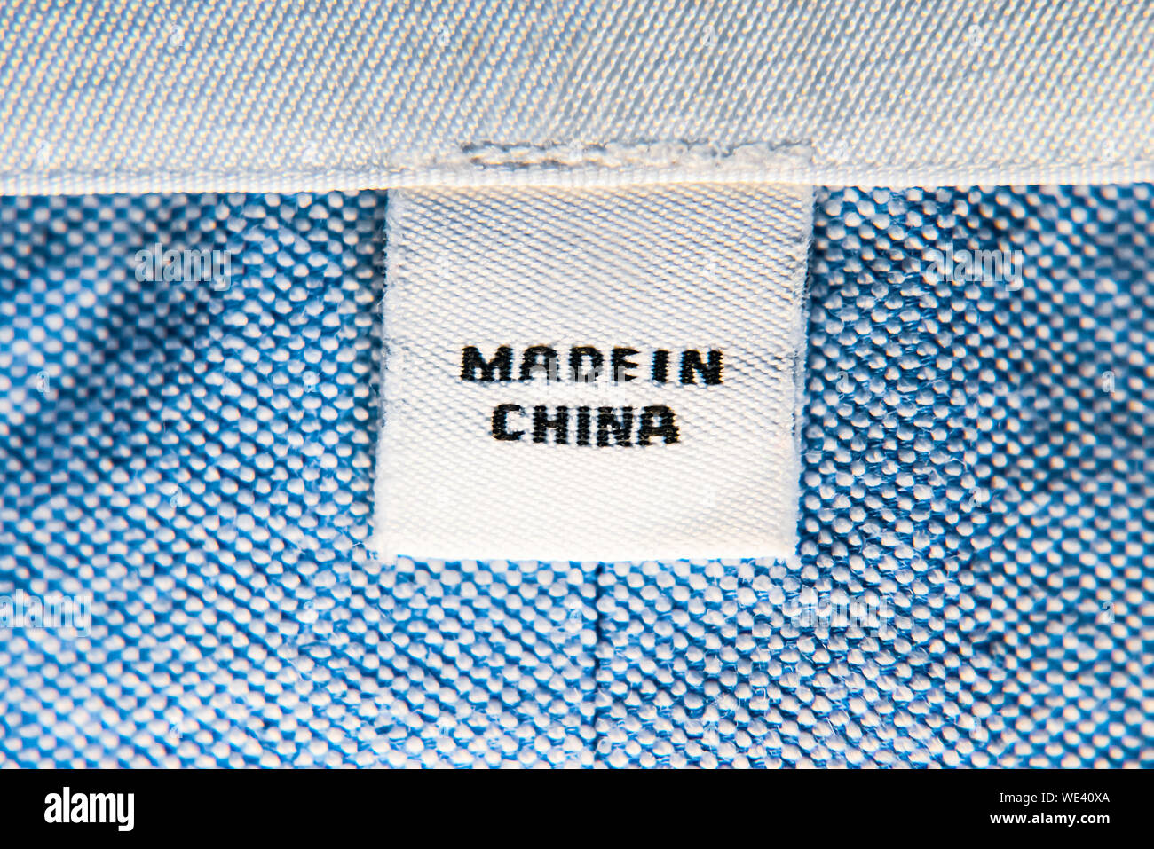 "Made in China" auf der Kleidung label Stockfoto