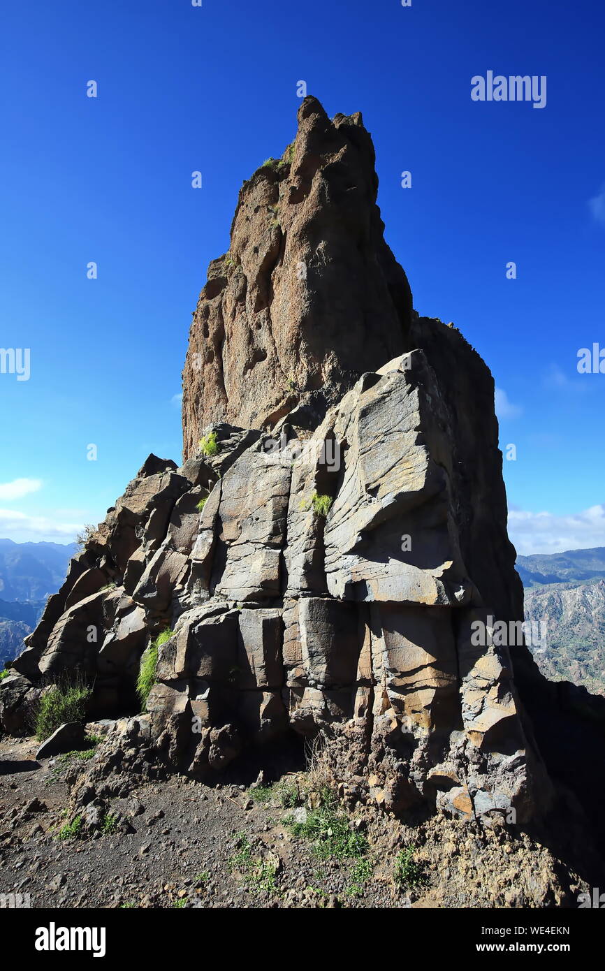 Roque Bentayga ein Gipfel auf Gran Canaria Stockfoto