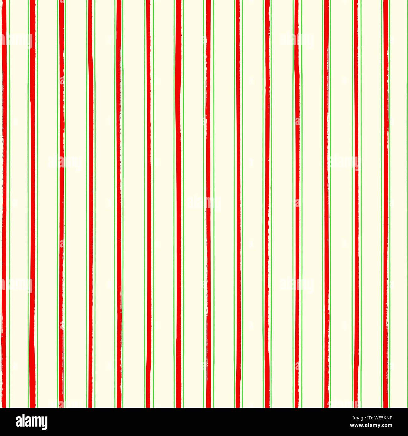 Farbe Wirkung Weihnachten Streifenmuster in Rot und Grün. Die nahtlose Vektor geometrische Muster auf Creme weißen Hintergrund. Toll für Feier, winter Stock Vektor