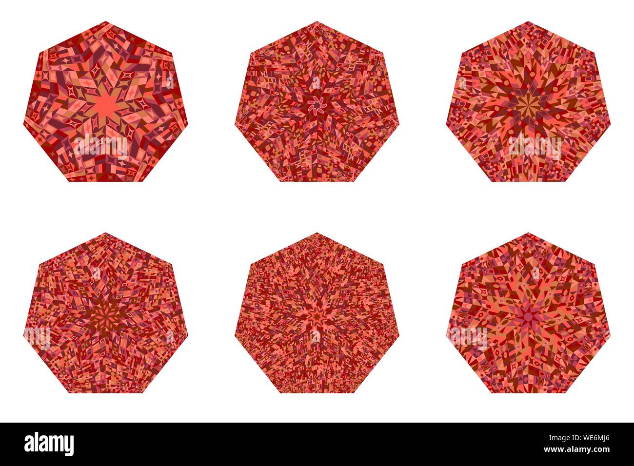 Isolierte Mosaikfliesen heptagon Form Collection - Geometrische vector Designs elementss auf Hintergrund Stock Vektor