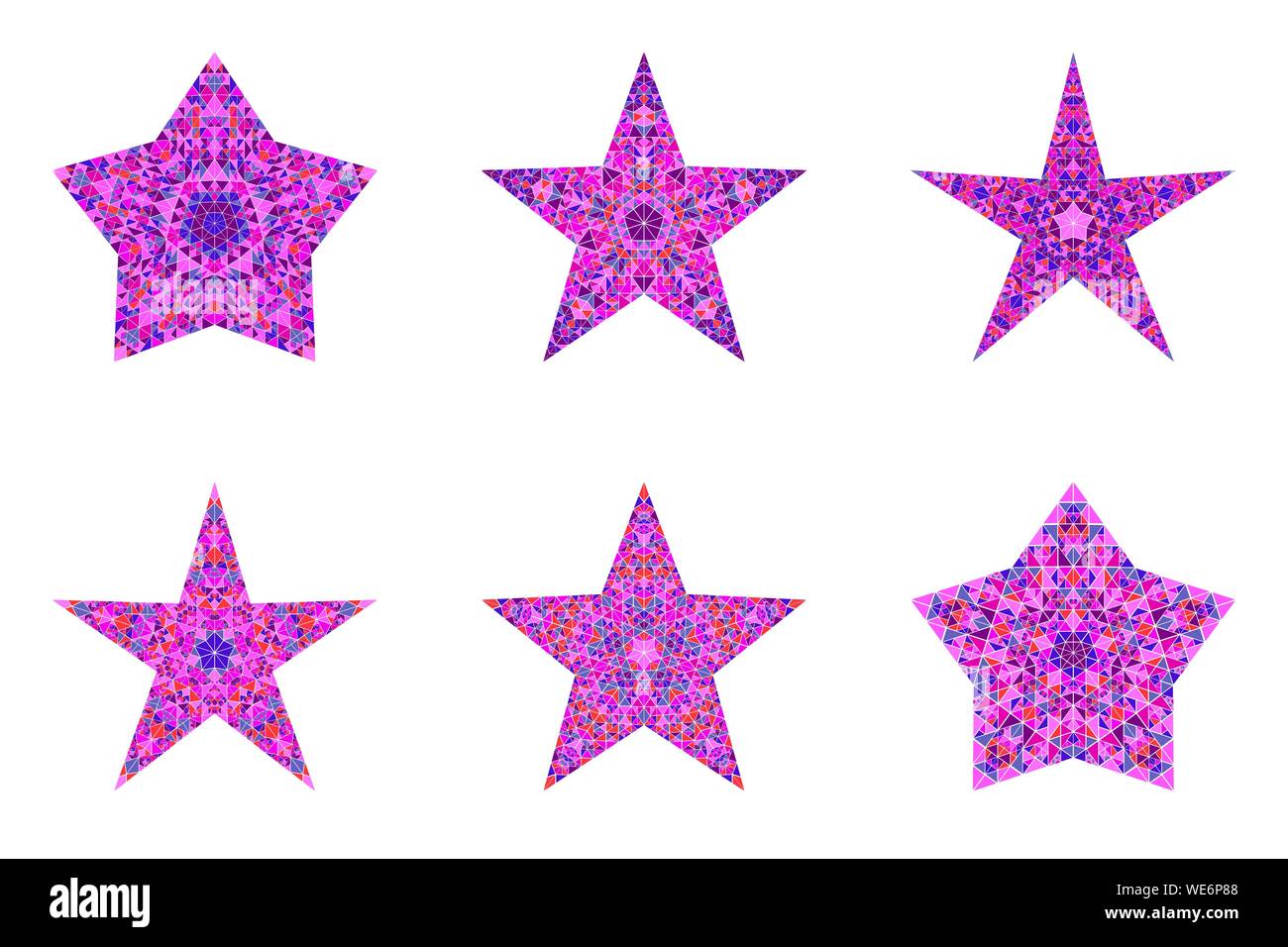 Isolierte abstrakte Mosaik Pentagramm star Symbolsatz-geometrischen Ornamenten geometrischer Vektor Element aus Dreiecken Stock Vektor
