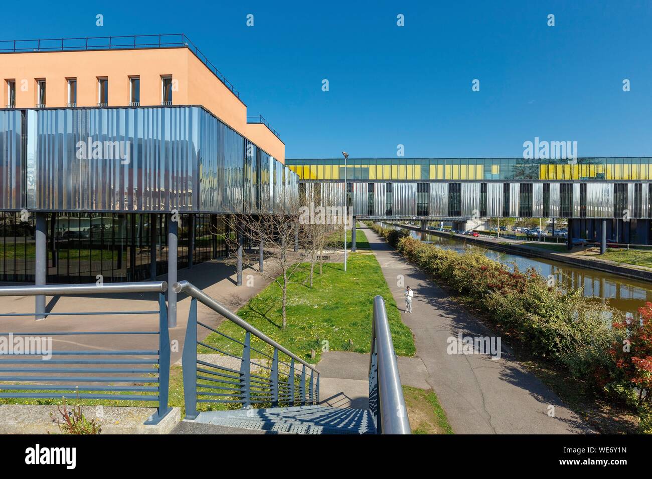 Frankreich, Meurthe et Moselle, Nancy, modernen Gebäude der IRR Puy (Regionales Institut für readaption) im Rives de Meurthe Bezirk entlang der Loire canal Stockfoto