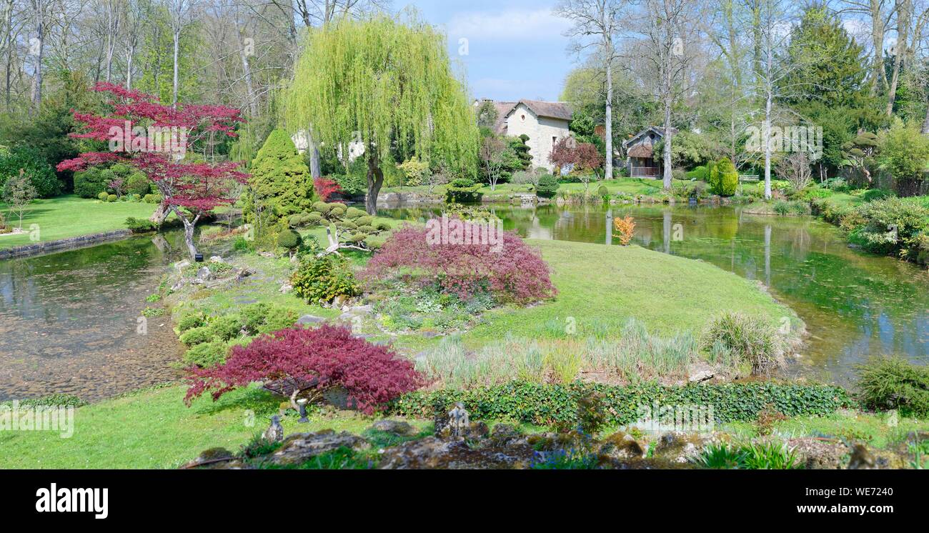 Frankreich, Paris, Regionaler Naturpark der Französischen Gatinais, Schloss von Courances, den Japanischen Garten Stockfoto