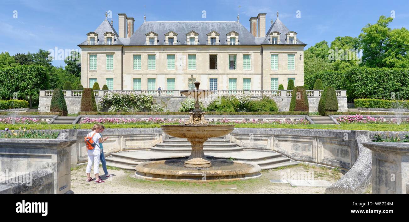 Frankreich, Val d'Oise, Auvers sur Oise, Schloss aus dem 17. Jahrhundert und seinem französischen Garten Stockfoto