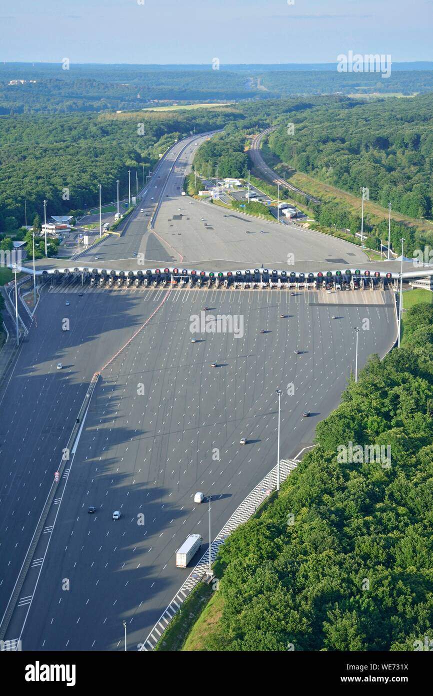 Yvelines, Frankreich, Saint Arnoult, Autobahn A10, Maut (Luftbild) Stockfoto