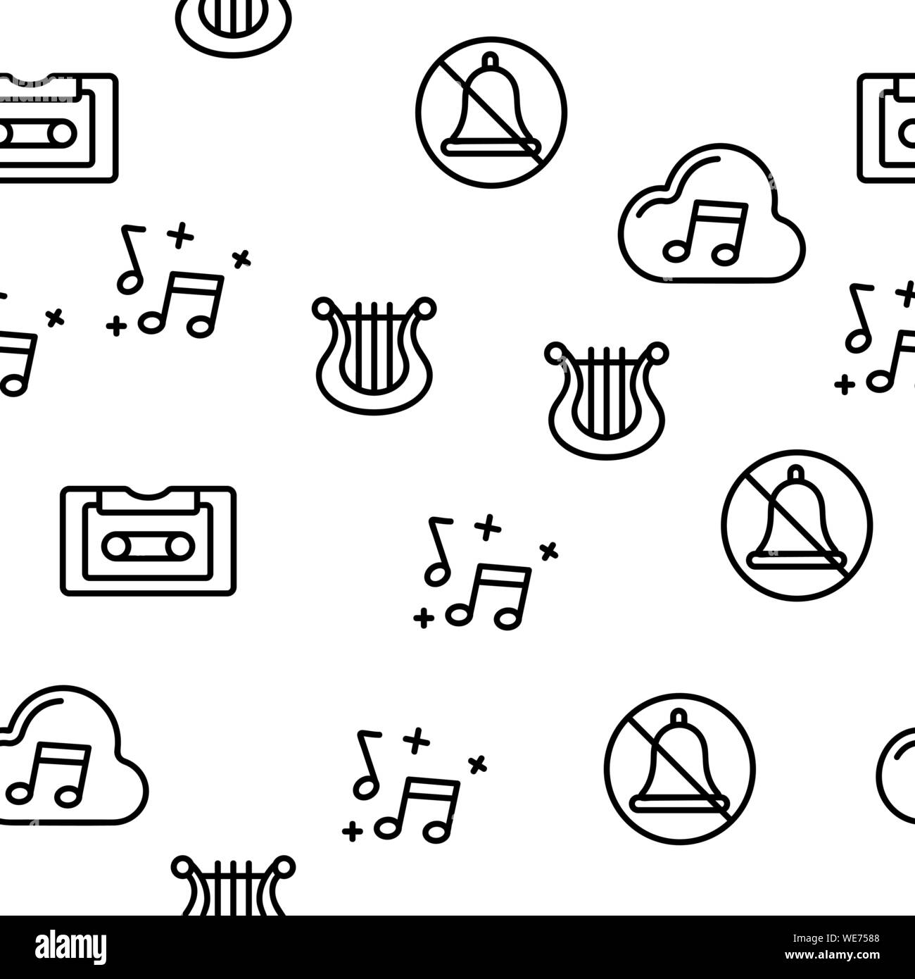 Musik, Audio Vector nahtlose Muster Stock Vektor