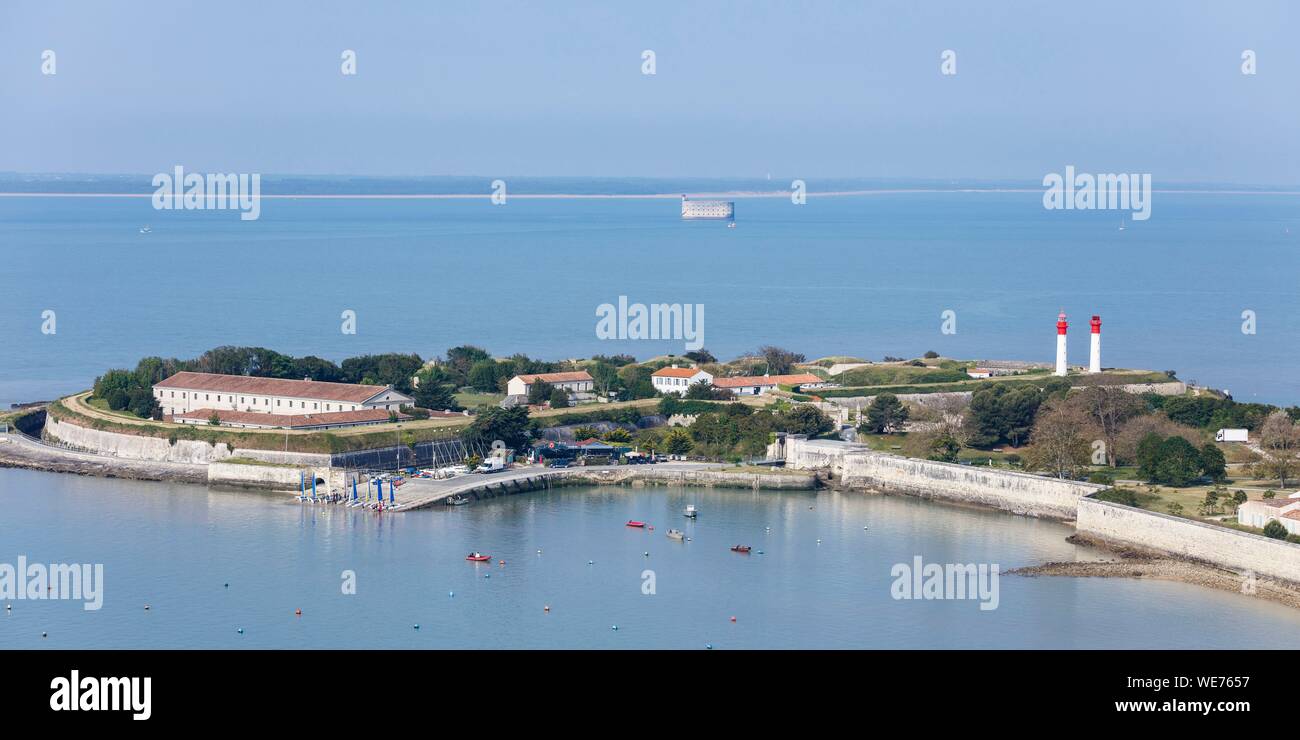 Frankreich, Charente Maritime, Aix Insel, la Rade Fort (Luftbild) Stockfoto