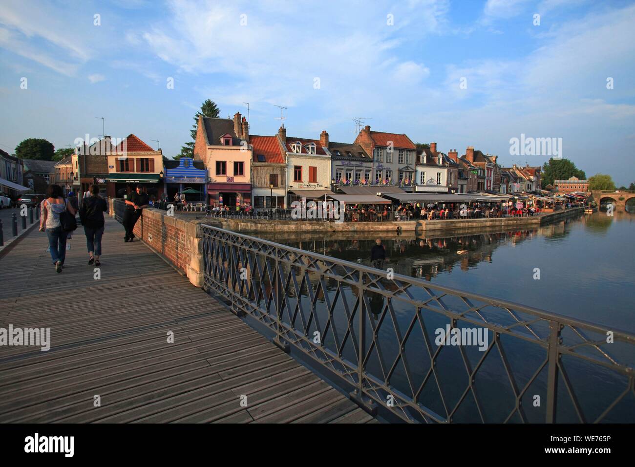 Frankreich, Picardie, Amiens, Saint Leu Bezirk, Quai Belu am Ufer der Somme Stockfoto
