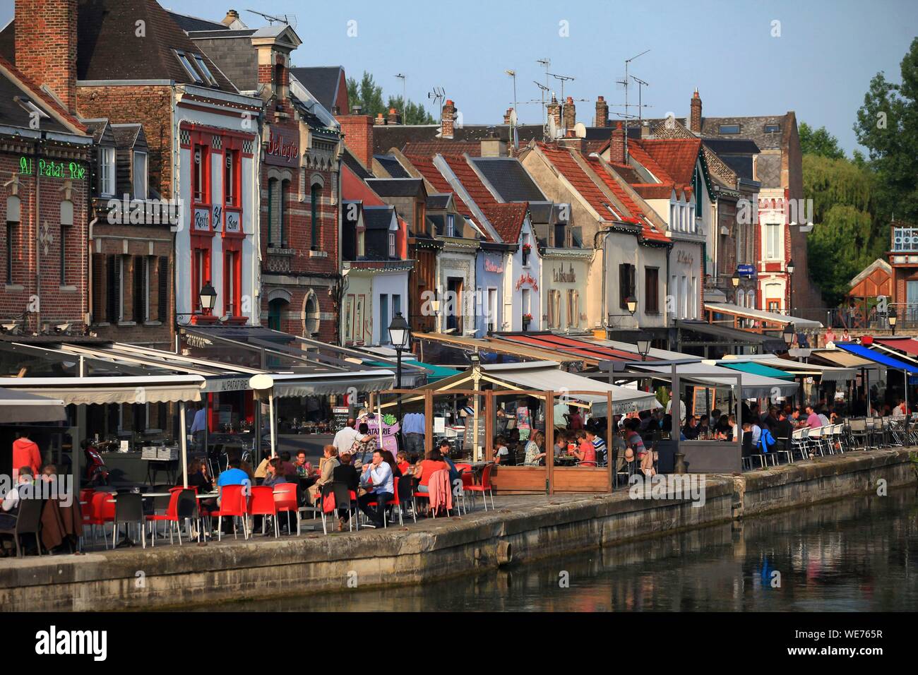 Frankreich, Picardie, Amiens, Saint Leu Bezirk, Quai Belu am Ufer der Somme Stockfoto