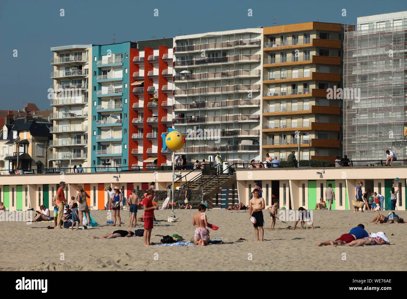 Frankreich, Pas de Calais, Opal Küste, Le Touquet, Gebäude vom Strand aus gesehen Stockfoto