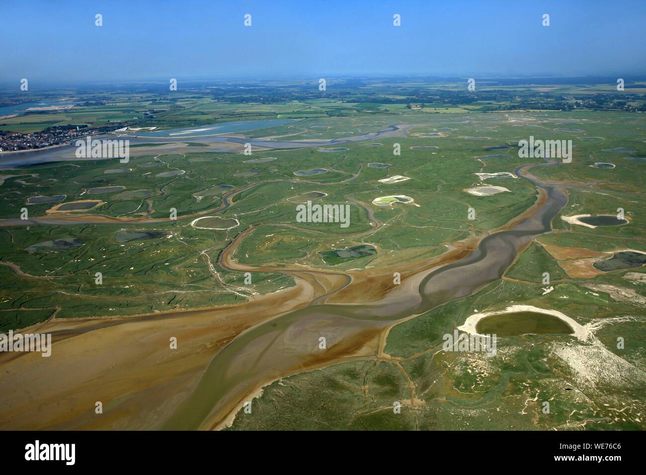 Frankreich, Somme, Les Mollieres in der Bucht der Somme (Luftbild) Stockfoto