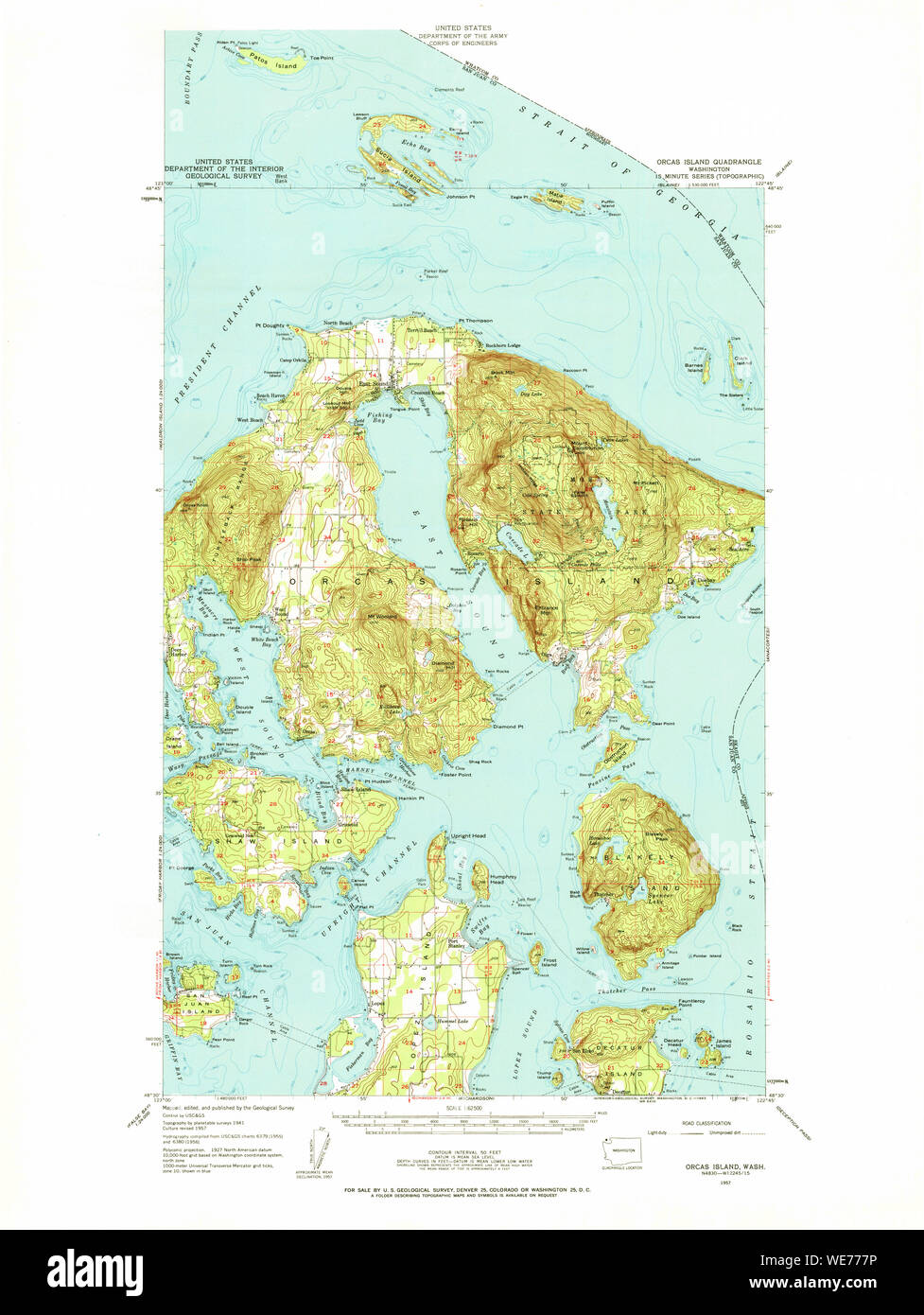 USGS Topo Karte Staat Washington WA Orcas Island 242973 1957 62.500 Wiederherstellung Stockfoto