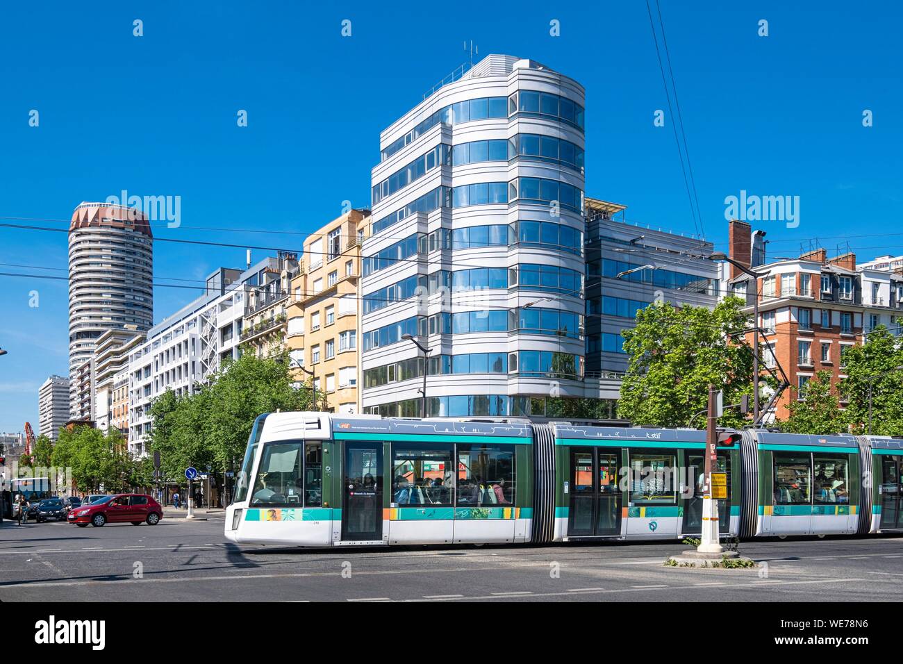 Frankreich, Paris, entlang der GR® Paris 2024, metropolitan Weitwanderweg in Unterstützung von Paris Angebot für die 2024 olympischen Spiele erstellt, Maison Blanche Bezirk, Italien Avenue Stockfoto