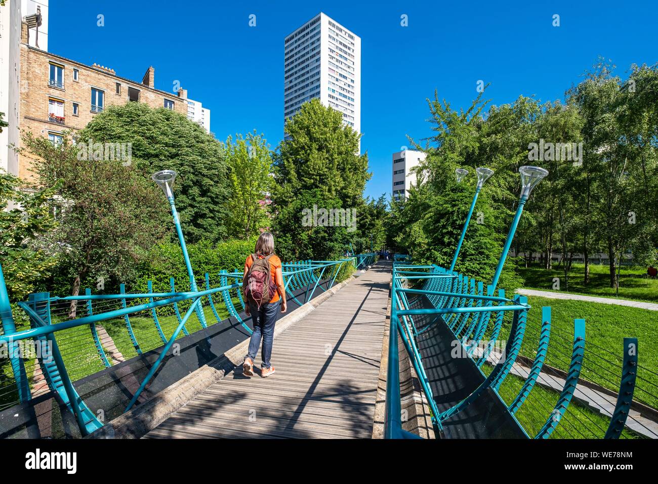 Frankreich, Paris, entlang der GR® Paris 2024, metropolitan Weitwanderweg in Unterstützung von Paris Angebot für die 2024 olympischen Spiele erstellt, Maison Blanche Bezirk, Joan Miro Garten Stockfoto