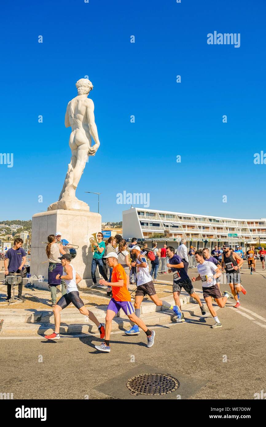 Frankreich, Bouches-du-Rhone, Marseille, dem Prado und der David, der Marathon Stockfoto