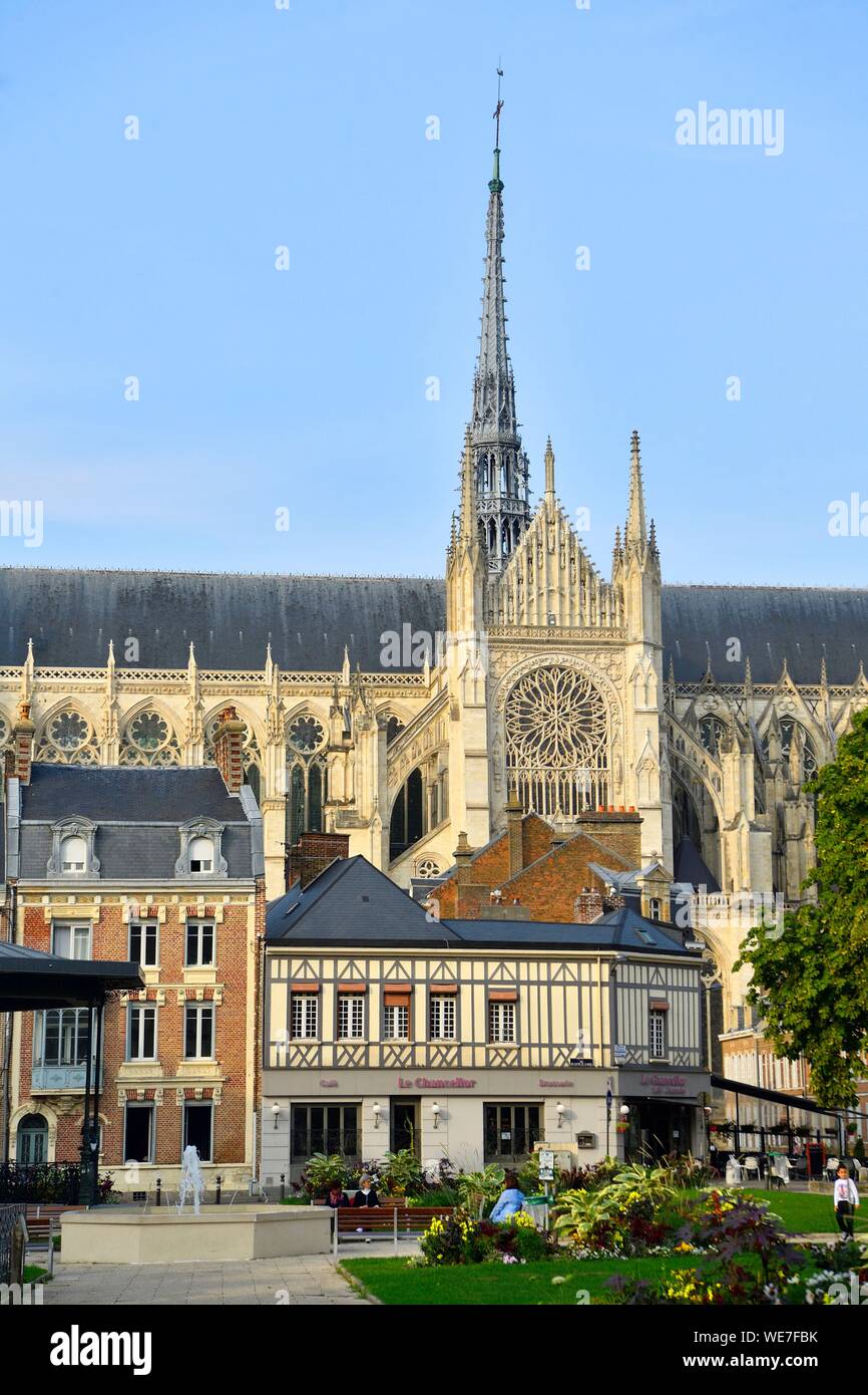 Frankreich, Picardie, Amiens, die Kathedrale Notre-Dame, das Juwel der Gotik, als Weltkulturerbe der UNESCO Stockfoto