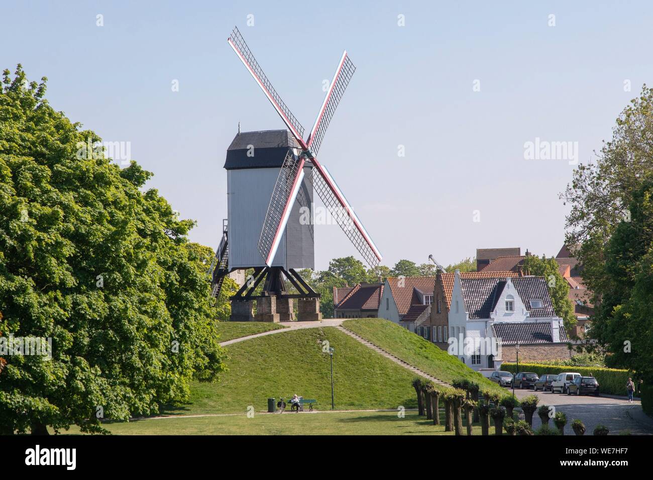 Belgien, Westflandern, Brügge, Kruisvest Park, Bonne Chieremolen Mühle Stockfoto