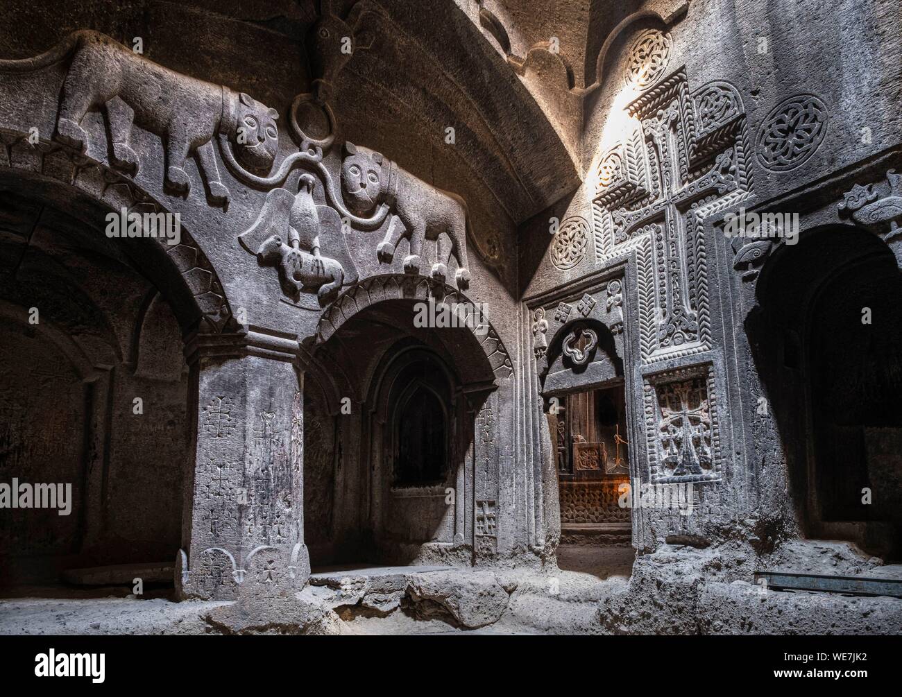 Armenien, Jerewan region, Geghard, Geghard mittelalterlichen Kloster zum Weltkulturerbe der UNESCO Stockfoto
