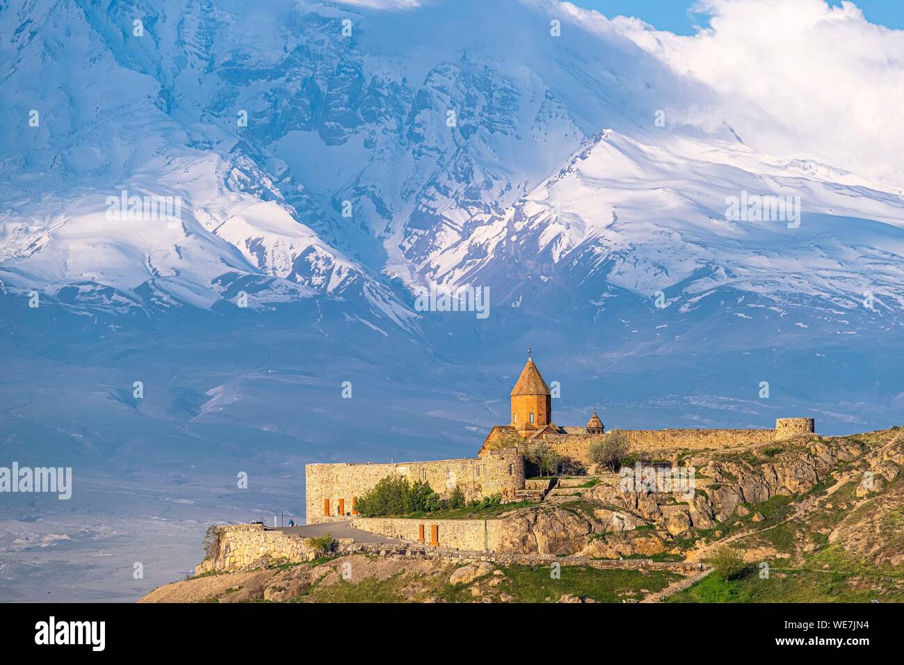 Armenien, Ararat Region, das Kloster Khor Virap und den Berg Ararat Stockfoto