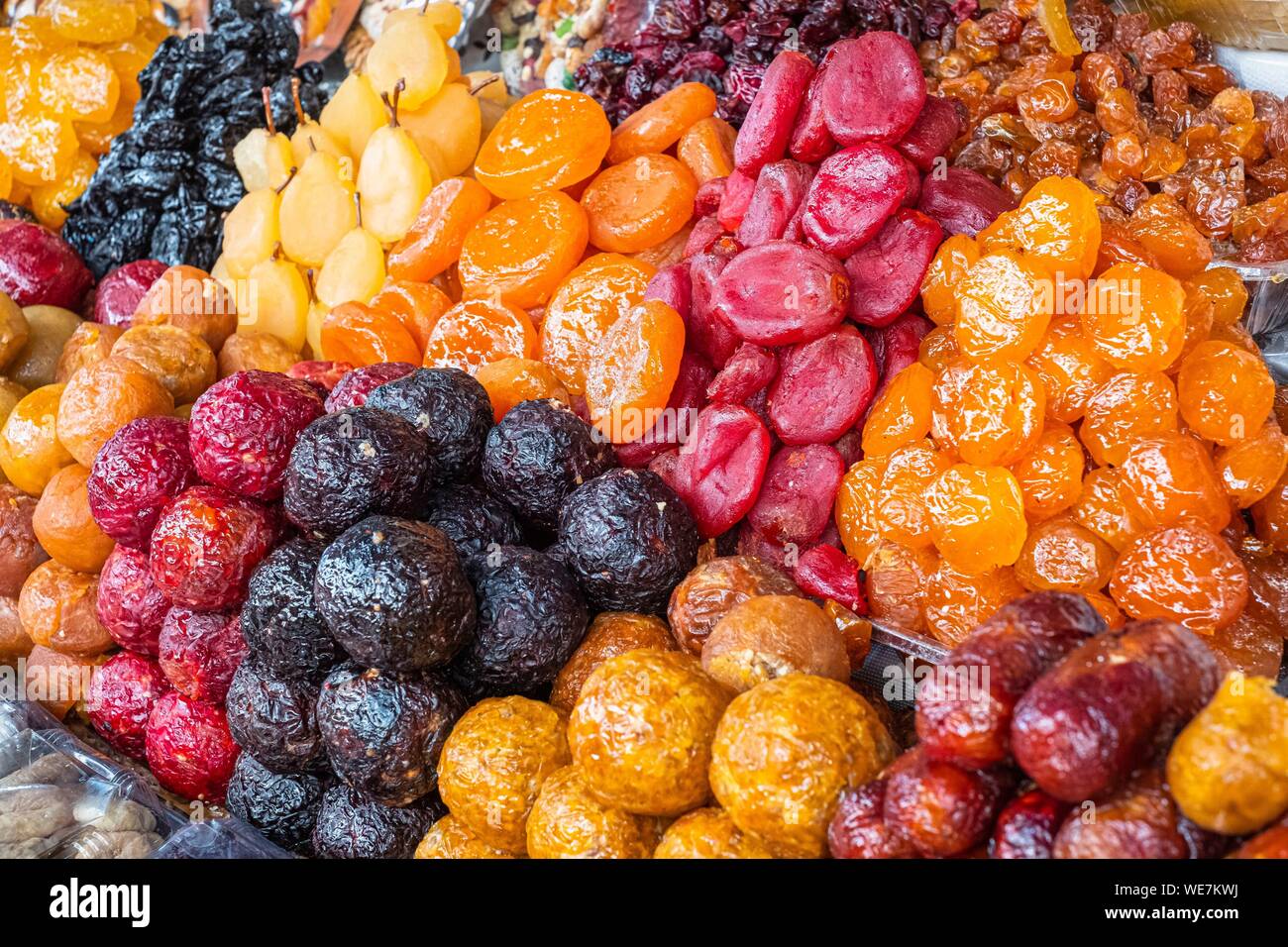 Armenien, Yerevan, Gummi, überdachte Markt der Armenischen Spezialitäten, Verkauf von Süßwaren Stockfoto