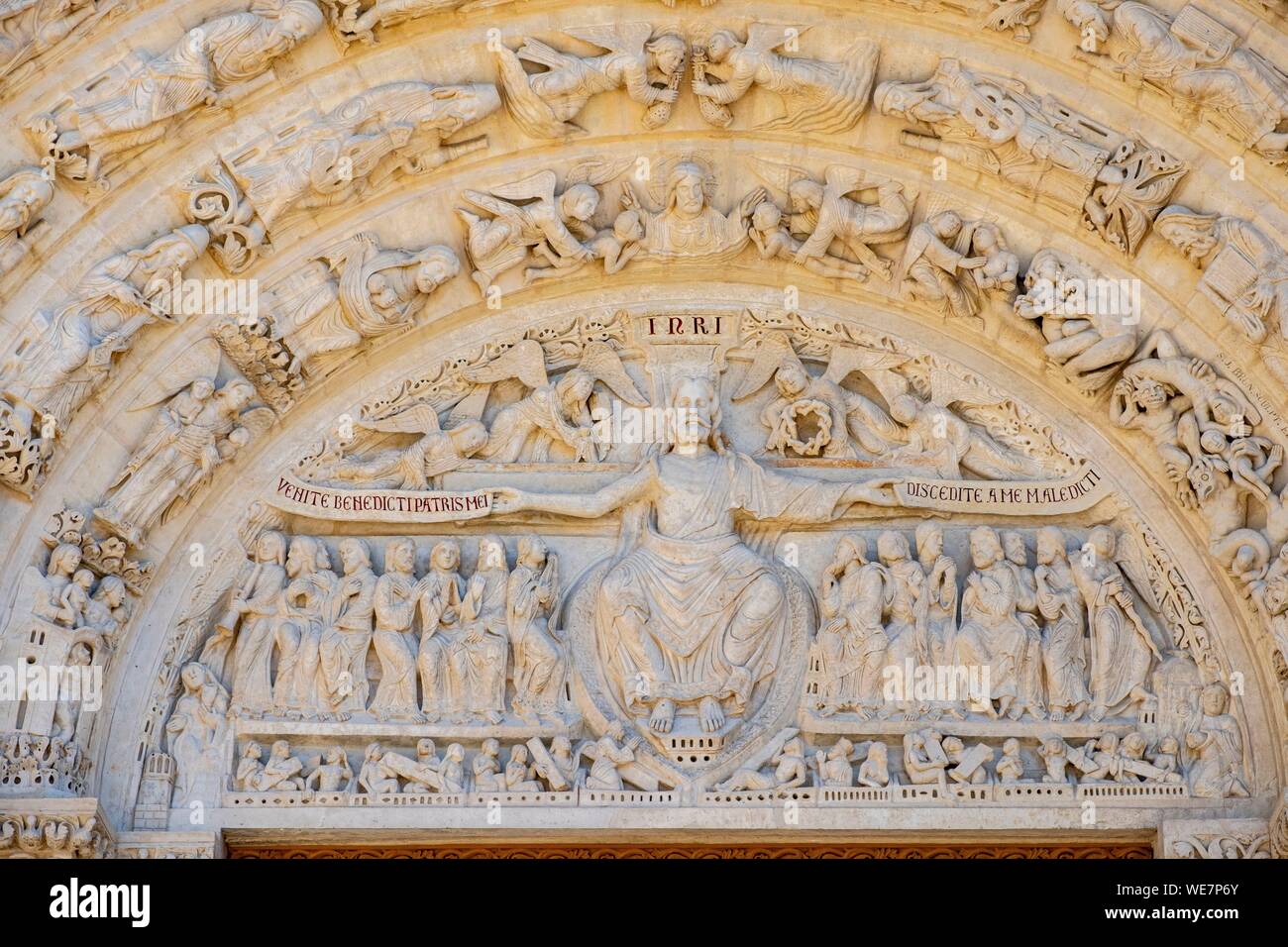 Frankreich, Seine Saint Denis, Saint Denis, die Kathedrale Basilica, die Fassade, das Portal und das Jüngste Gericht Stockfoto