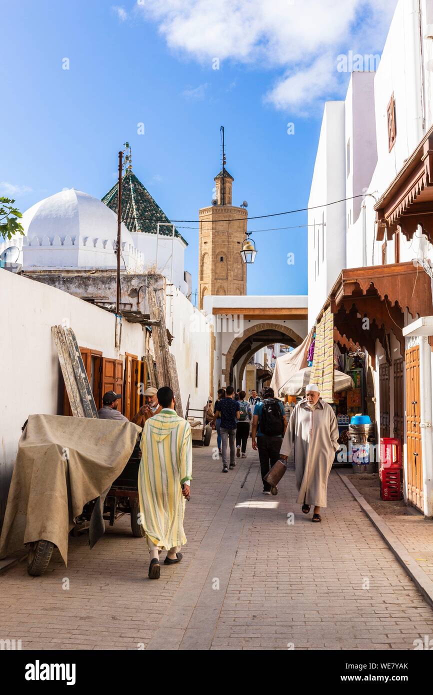 Marokko, Rabat, als Weltkulturerbe von der UNESCO, Medina, Altstadt aufgeführt, Ansicht des Moulay Mekki Moschee Stockfoto