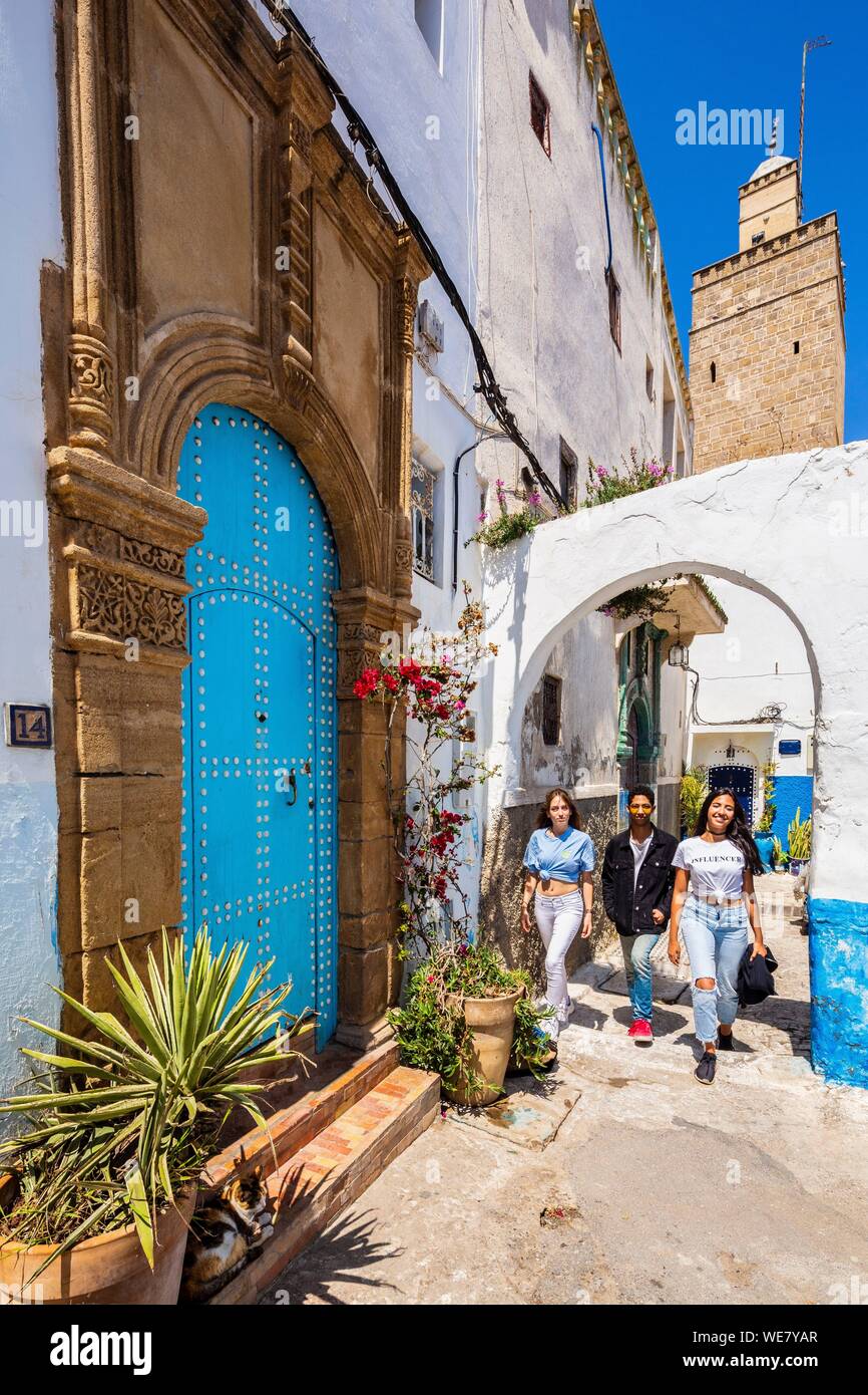Marokko, Rabat, als Weltkulturerbe von der UNESCO, Udayas (kasbah Kasbah des Oudaïas), Blick auf El Atiqa Moschee Stockfoto