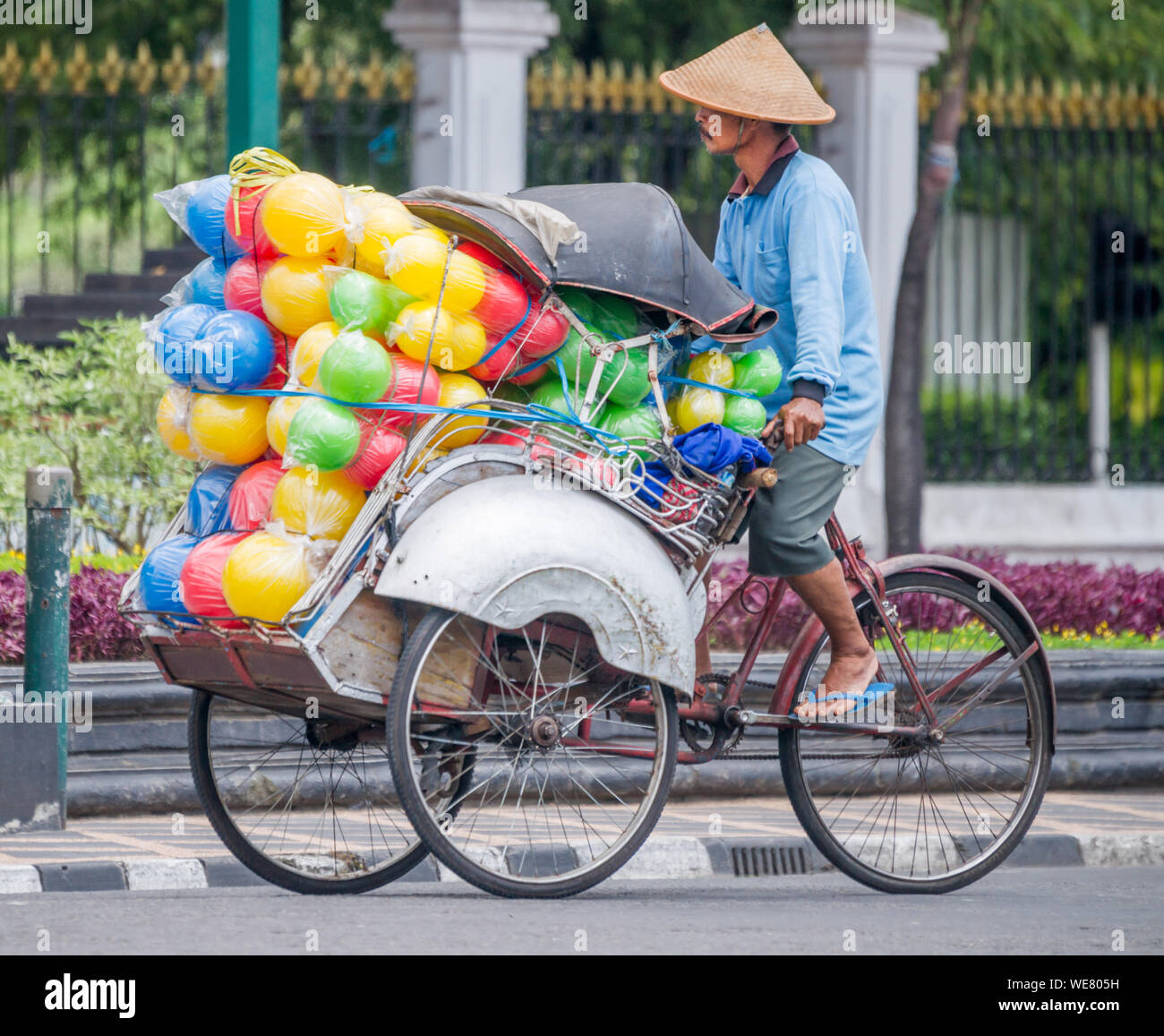 Pedal Becak (fahrradrikscha), Yogya, Java, Indonesien, c 2014 Stockfoto
