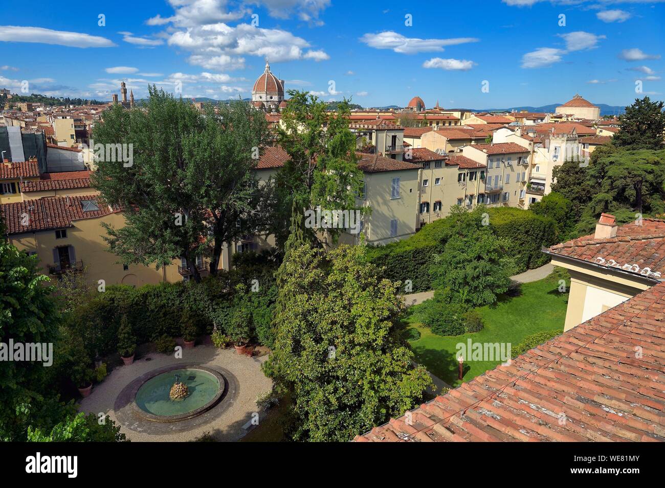 Italien, Toskana, Florenz, ein UNESCO Weltkulturerbe, Blick auf die Altstadt von der Palazzo della Gherardesca, 5 Sterne palace Four Seasons Hotel Firenze Stockfoto