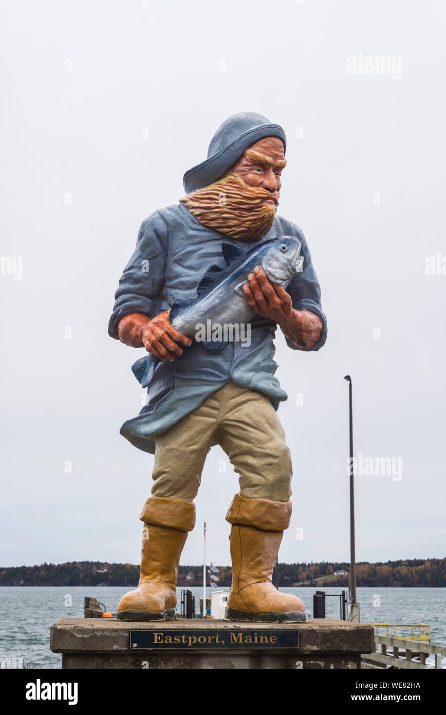 Usa, Maine, Napoli, Napoli fisherman Statue Stockfoto